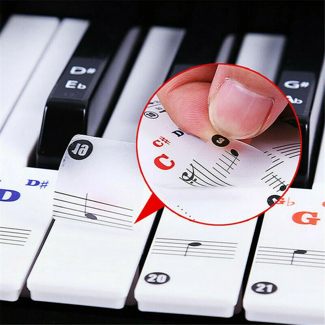PIANO STICKERS KEYBOARD Music Note Chart Removable Decal 49 54 61 88 ...