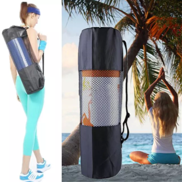 Adjustable Strap Nylon Yoga Pilates Mat Carrier Bag Mesh Center Case Portable