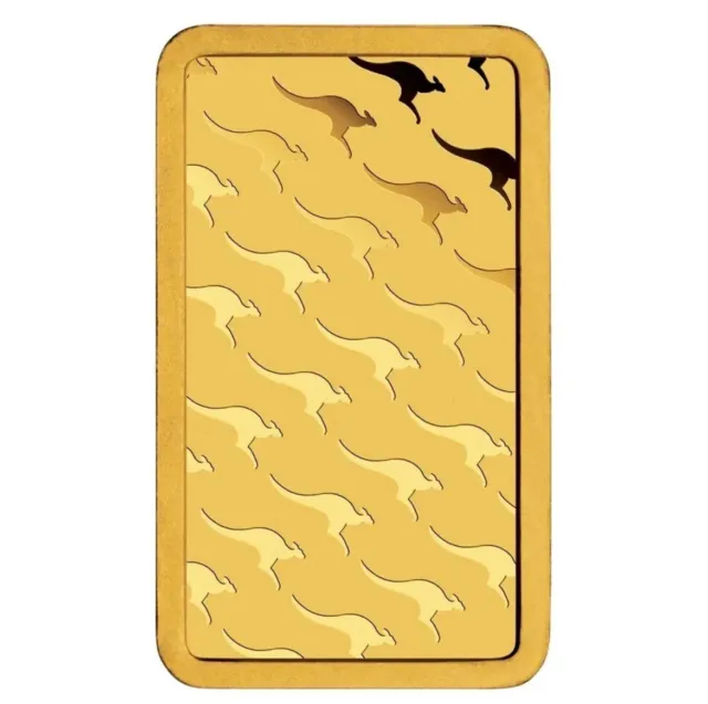Perth Mint Kangaroo 1g .9999 Gold Minted Bullion Bar - Black Cert Card - 1 Gram 3