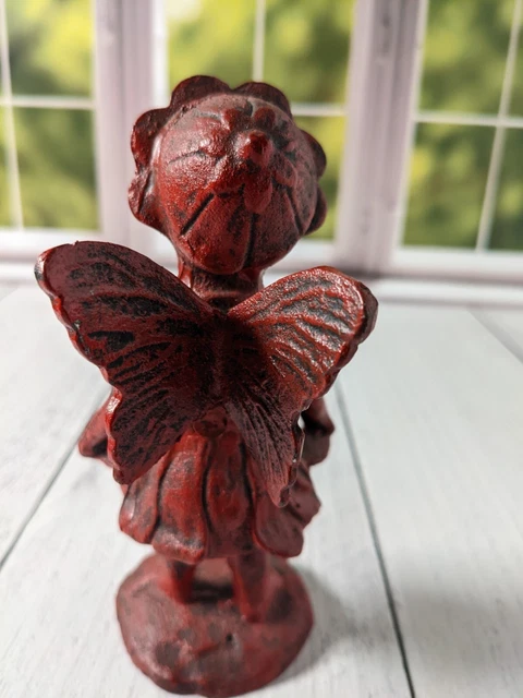 Upper Deck Angel Winged Pixie Fairy with Floral Bonnet Rustic Finish in Red 3