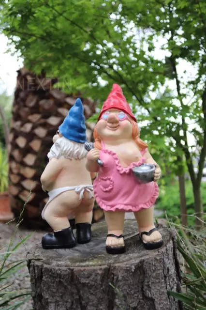 Garden Gnome Naked Nude Gnomes Cooking Naughty Gnome Statue Kitchen 2 x 27cm 3