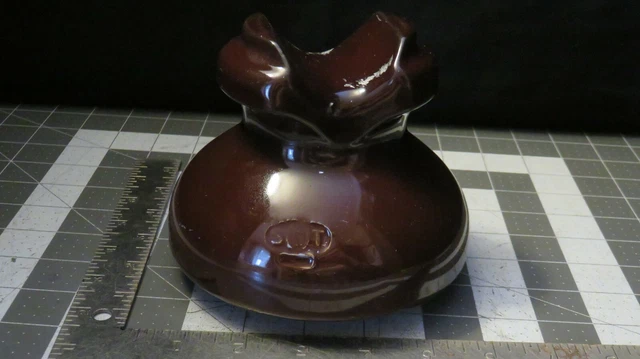 Vintage Brown, Porcelain Electric Line Insulator  5-1/2" Wide