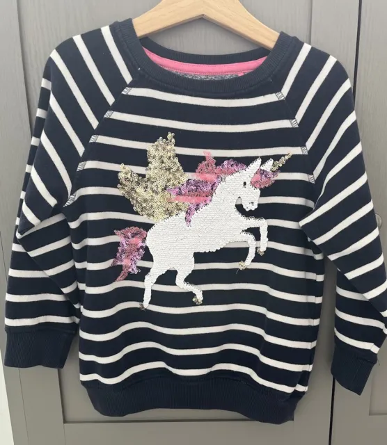 NEXT Girls Reversible Sequin Striped Unicorn Sweatshirt Age 5 years