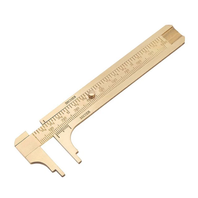 #X 100mm Handheld Sliding Gauge Brass Vernier Caliper Mini Brass Pocket Ruler