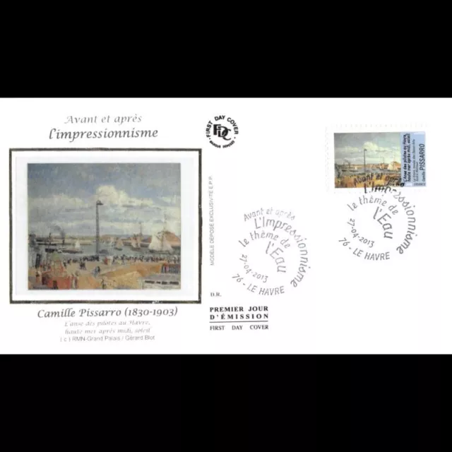 FDC soie - Impressionnisme, Camille Pissarro, oblit 27/4/13 Le Havre