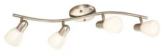 4-Light Brushed Nickel And White Glass Track Lighting Kit