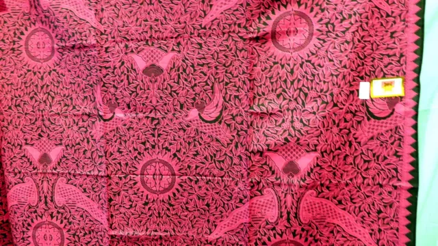 Indonesian Batik - 'Batik Solo' - Cerise Pink & Black - Unique Pattern - 2.10mtr