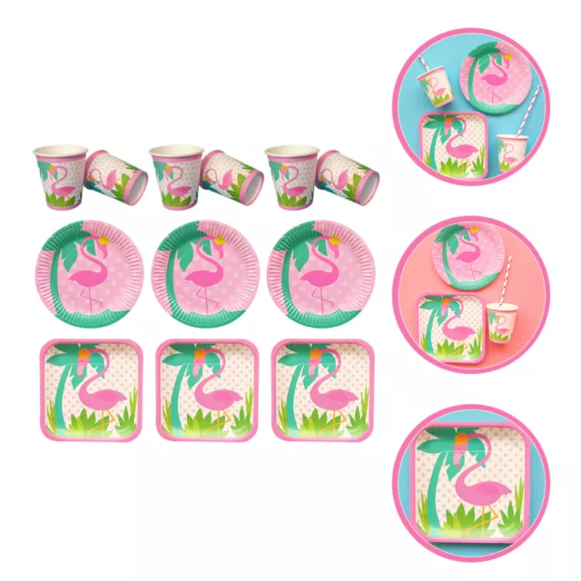 24 Pcs Flamingo-Pappteller Flamingo-Partyzubehör Papierteller Rosa