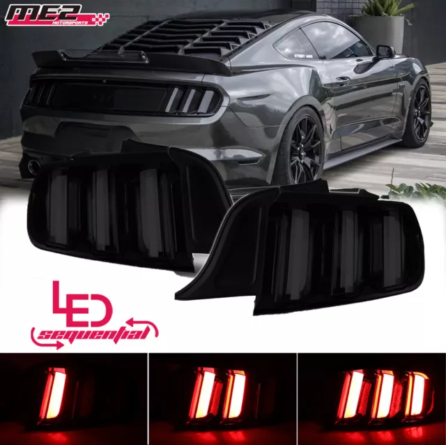 Black Smoked Tail Lights For 2015-2023 Ford Mustang LED Sequential Turn Signal