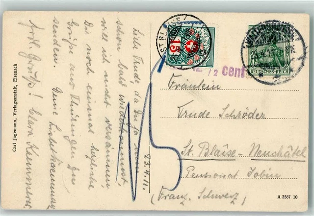 39370552 - St-Blaise Nachporto 15 Rappen Destination Deutschland Schweiz Phila
