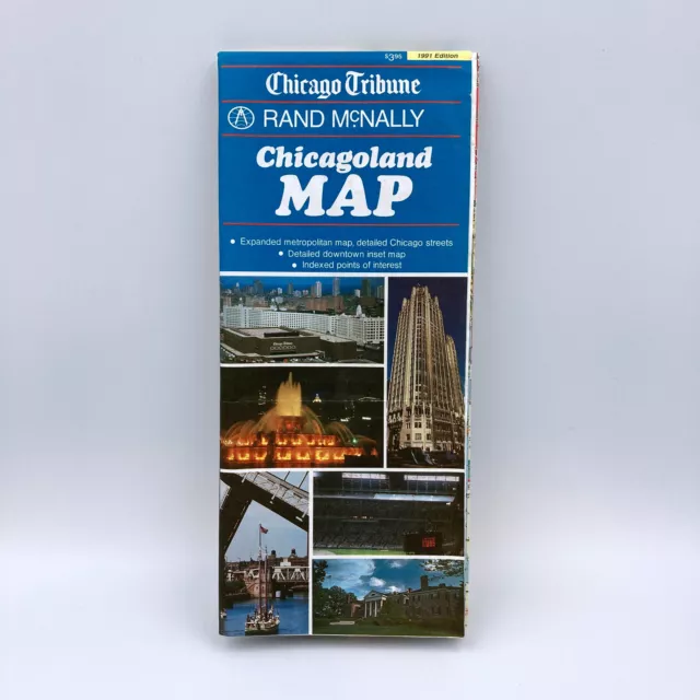 1991 Chicagoland Map Rand McNally Chicago Tribune VTG Urban