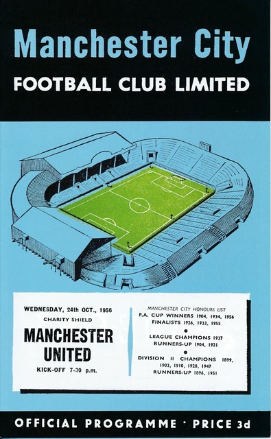 FA CHARITY SHIELD 1956 Manchester City v Man United QUALITY REPLICA