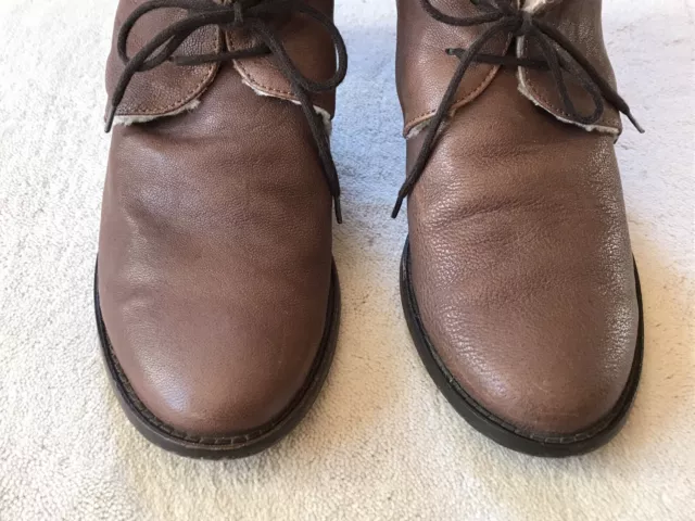 BOOTS BOTTINES FOURREES EDEN EN CUIR TAUPE MARRON CLAIR Talons - Pointure 40 7