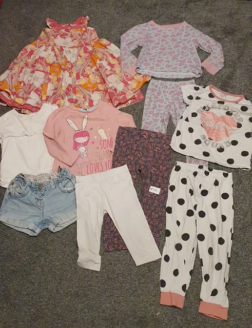 pacchetto joblot bambino bambini ragazze vestiti 3-4 anni abito top leggings set pantaloncini pij