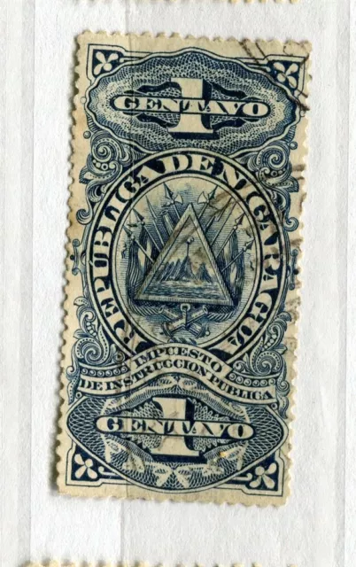 NICARAGUA; 1890s early classic Revenue issue fine used 1c. value