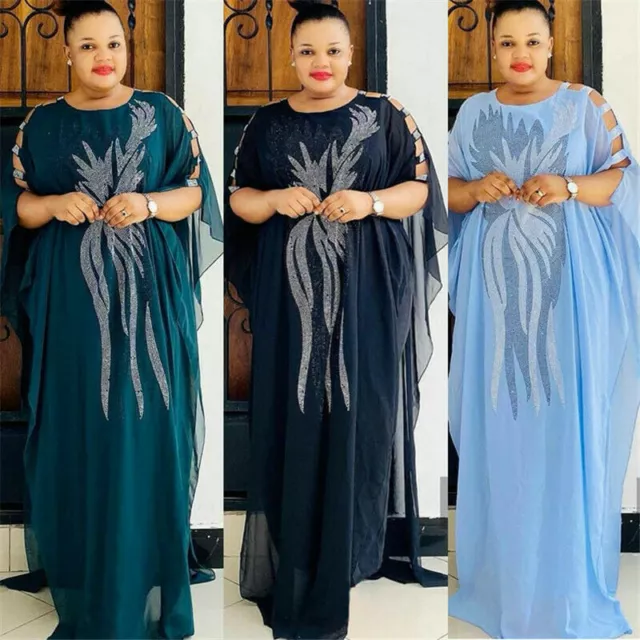 Muslim Women Abaya African Dashiki Maxi Dress Dubai Kaftan Party Gown Jilbab Eid