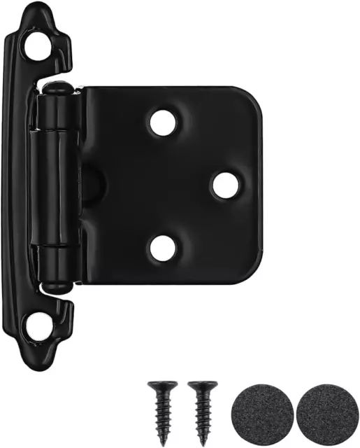 1/2 Inch Overlay Cabinet Door Hinges Black, 4 Pack 2 Pairs Flush Face Mount Cupb