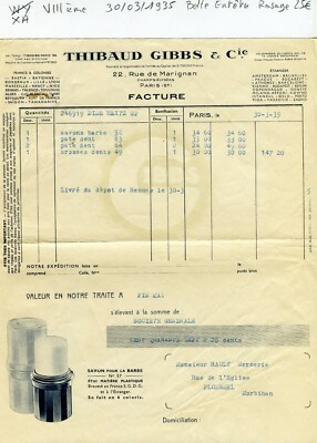 Facture Célèbre Lanvin Parfums 1956 Paris VIII ème 3 Rue de Tilsitt Traite 