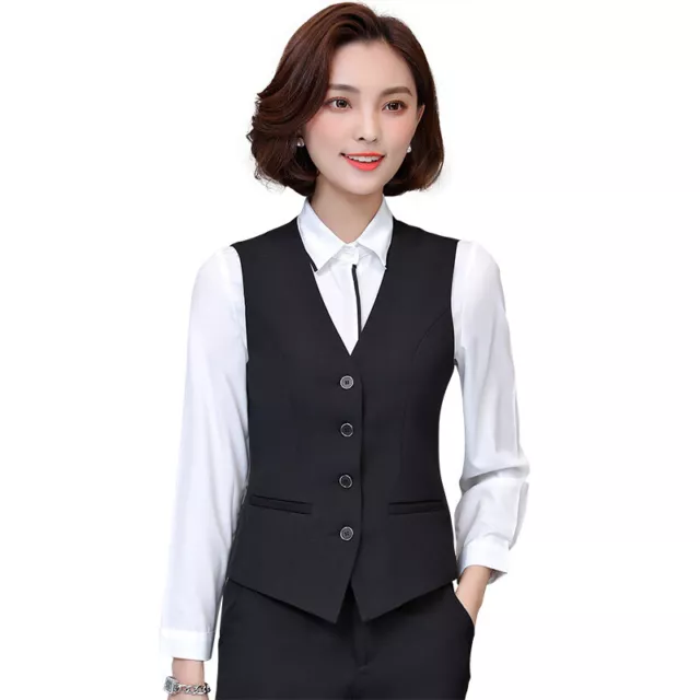 WOMEN SUIT VEST Work Dress Waistcoat Slim Fit Outerwear Casual Lined Button  Vest $11.61 - PicClick
