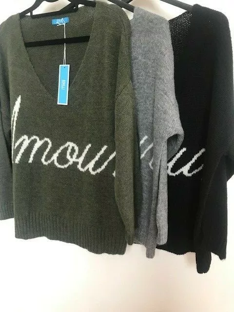 New Billi "Amour" Soft Oversized Lagenlook Sweater Jumper Pullover Top 10 - 14