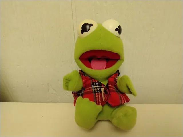 Vtg Muppet Babies Baby Kermit the Frog Plush W/Plaid Vest 7" Jim Henson 1987