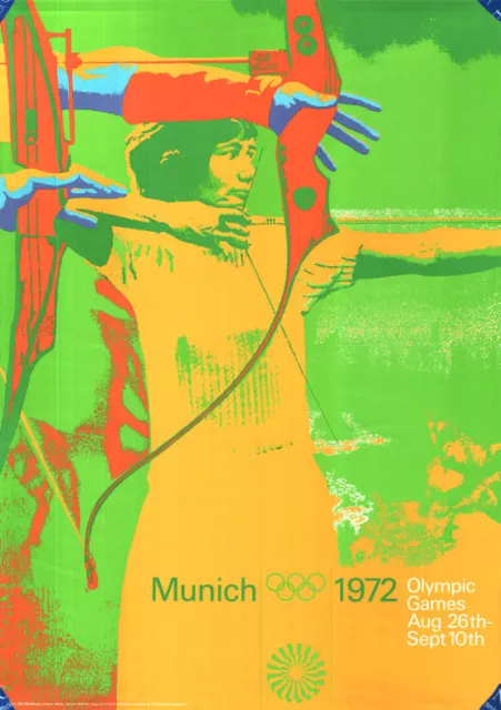 Olympische Spiele 1972 München Motiv "BOGENSCHIESSEN" DIN A1 Plakat Otl Aicher
