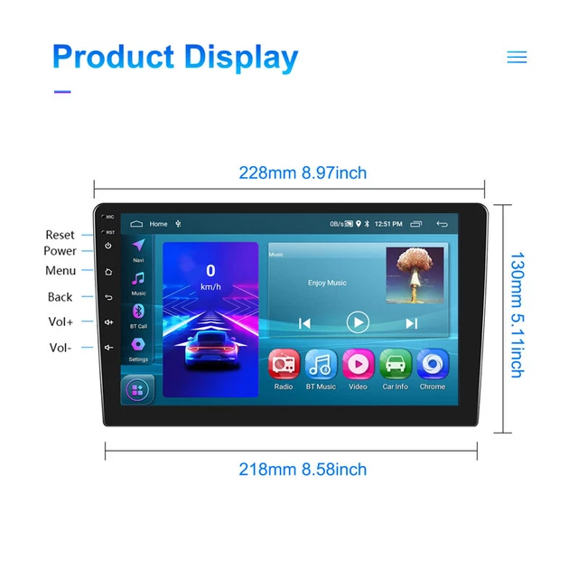 9 Inch HD Carplay Android 11.0 Car Radio Player MP5 GPS Navi WIFI Bluetooth USB