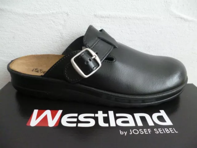 WESTLAND PAR SEIBEL Romika Sabots Pantoufles Mules Cuir Noir Neuf