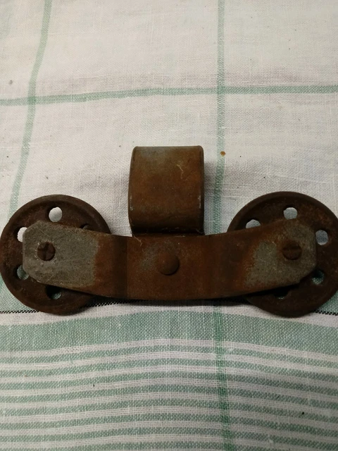VTG Barn Door Trolley/Rail 2 Wheel Metal Hardware Primitive Rustic 6" L 3
