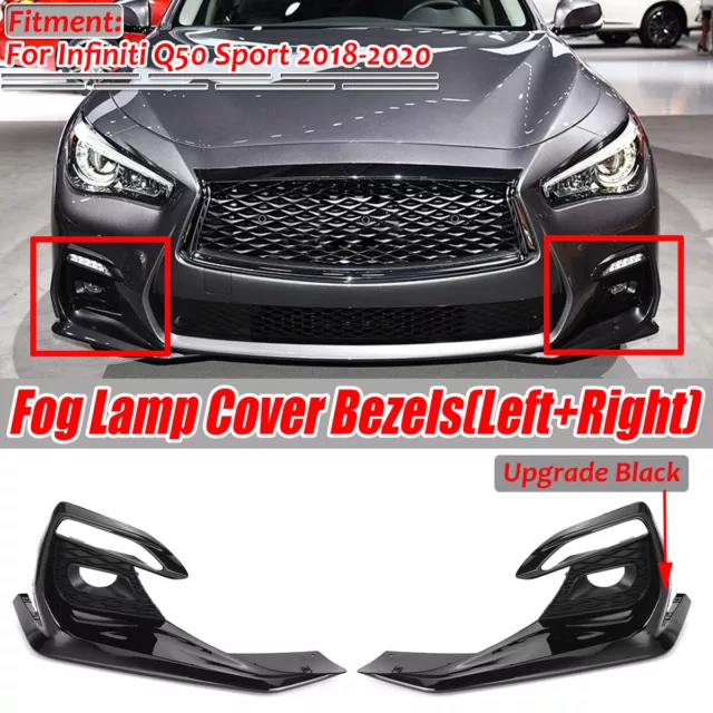 Front Bumper Fog Light Cover Bezel Fits 2018 2019 2020 Infiniti Q50 Q50s Sport