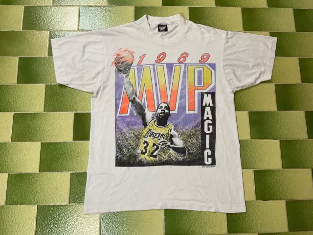 Vintage 1989 MVP Los Angeles Lakers Magic Johnson NBA Camiseta Se adapta...