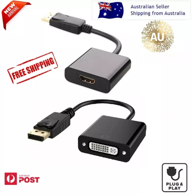 Display Port DP Male to HDMI DVI Female Adapter Cable Converter Connecter VGA 4K