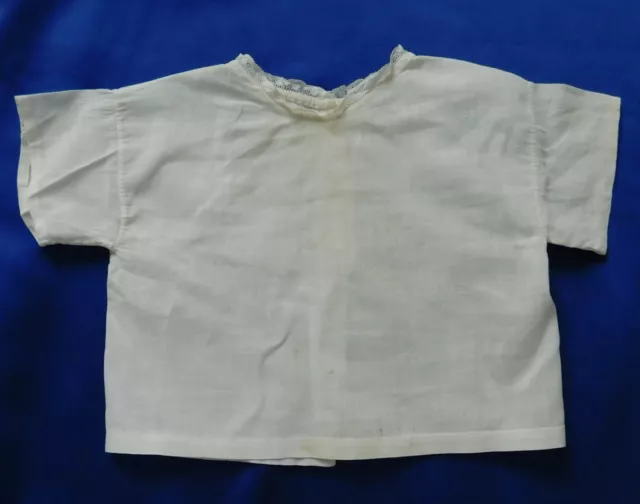 Gilet vintage a maniche corte top antico vestiti per bambini fatti a mano cotone bianco J