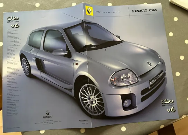 Renault Clio V6 Renaultsport Brochure Oct 2000 UK Market - Specs Catalog