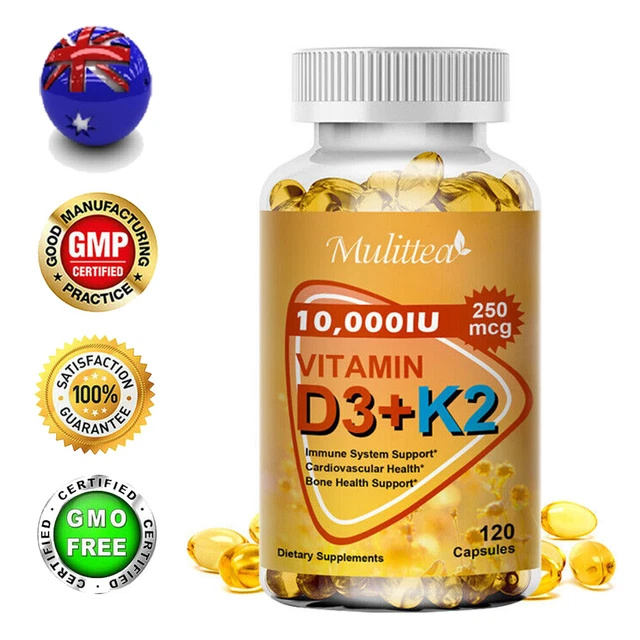 Vitamin D3 & K2 MK-7 10000IU - Supports Immune Health, Heart & Bones Health