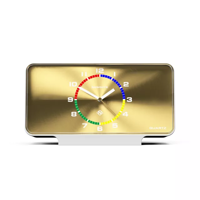 Mantel Clock Desk Clock Colourful Contemporary White Gold Silent Sweep Newgate
