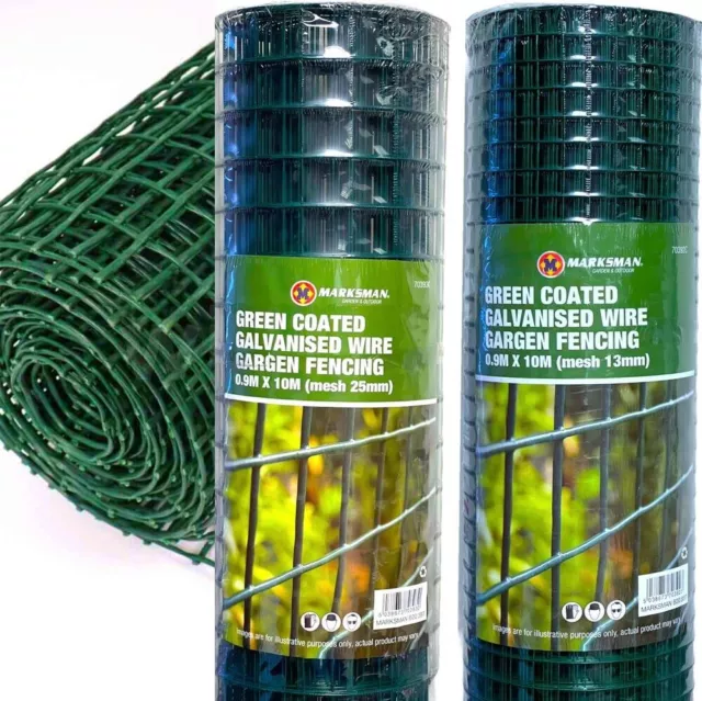 PVC Coated Wire Mesh Fencing 10M x 0.9M Height Green Galvanised Garden Fence