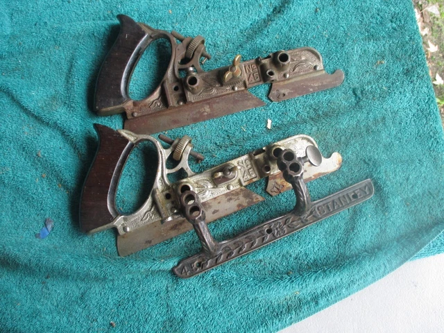 Vintage  13 Stanley no 45 plane parts 2 handles 1 guide