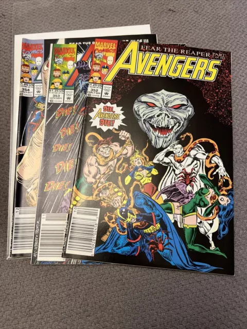 Avengers #352 353 354 (Marvel 1992) Newstand Fear the Reaper Complete Story