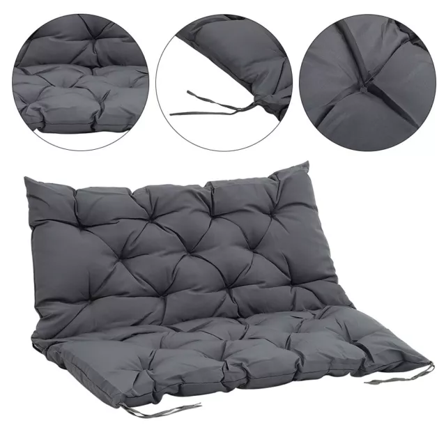 Grey 3 Seater Replacement Cushions Garden Swing Bench Chair Seat With Backrest