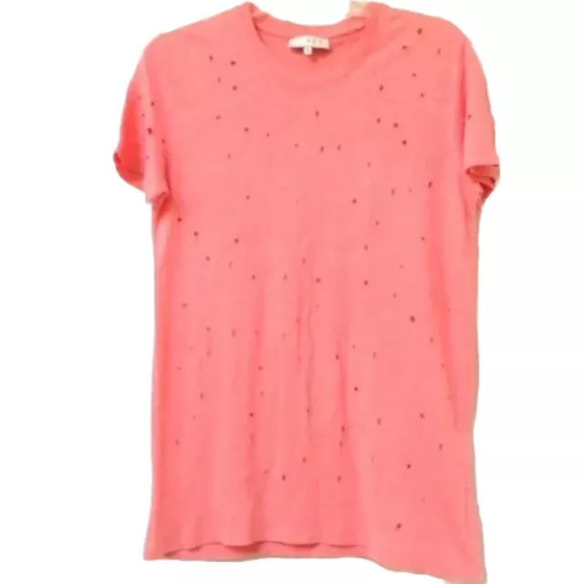 IRO Clay Tee Shirt Coral Distressed 100% Linen Womens Small Summer Casual Comfy