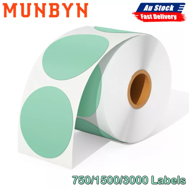 MUNBYN 2" Green Direct Thermal Sticker Round 3000 Label Adhesive Barcode for DIY