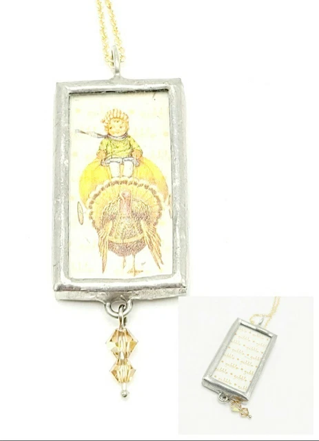 Fall Season Thanksgiving Turkey Gobble Pendant Necklace Double Sided
