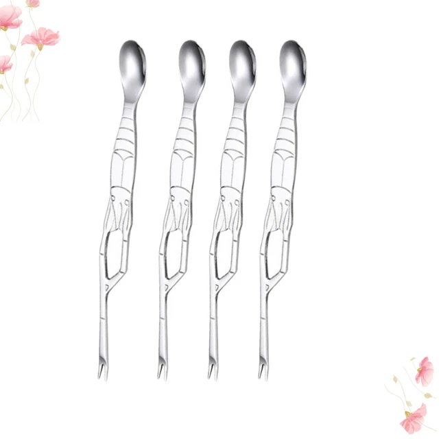 4pcs Stainless Steel Crab Fork Picks Dual Purpose Crab Tool Crab Spoon Fork Need