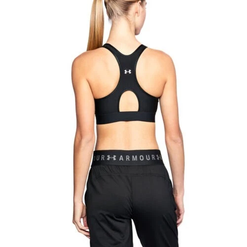 Under Armour HeatGear Mid Serratura Donna Fitness SPORTS Reggiseno Nero 2
