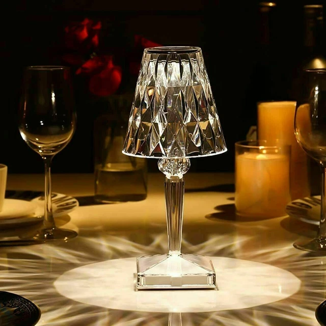 Lampada Da Tavolo Led Ricaricabile Tipo Cristallo Poldina Batteria Touch