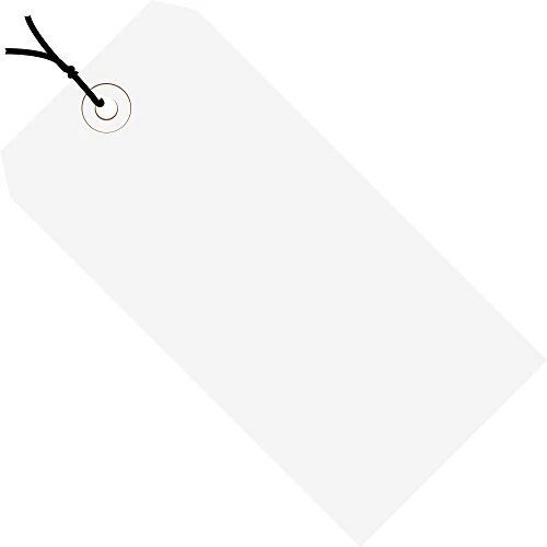 White Shipping Tags Strung 13 Pt 6 1/4" x 3 1/8" 8 Case of 1000