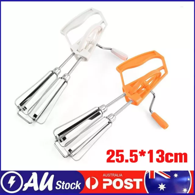 Manual Egg Mixer Hand Crank Egg Beater Stainless Steel Rotary Hand Whisk AU