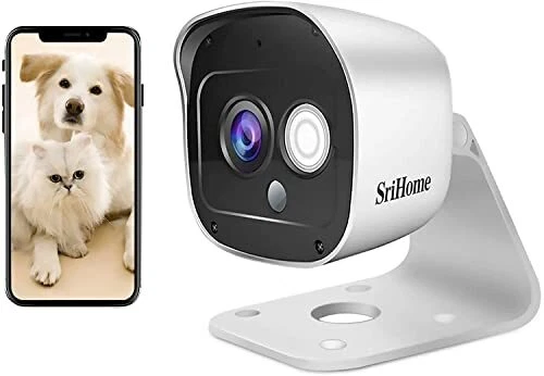 SriHome Caméra de surveillance Wi-Fi pour intérieur ou extérieur résolution d...