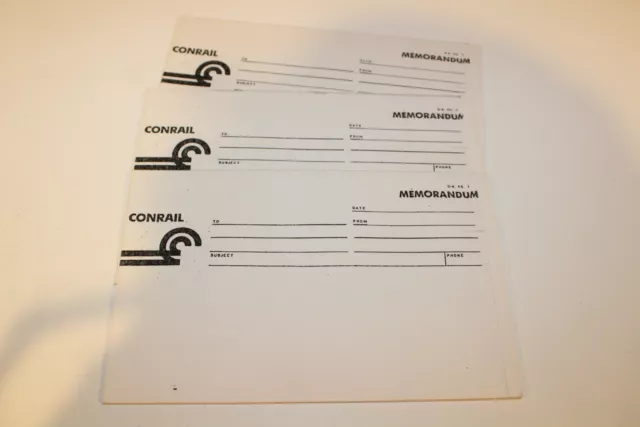 Vintage railroad ephemera Conrail Memorandum notepads lot of three